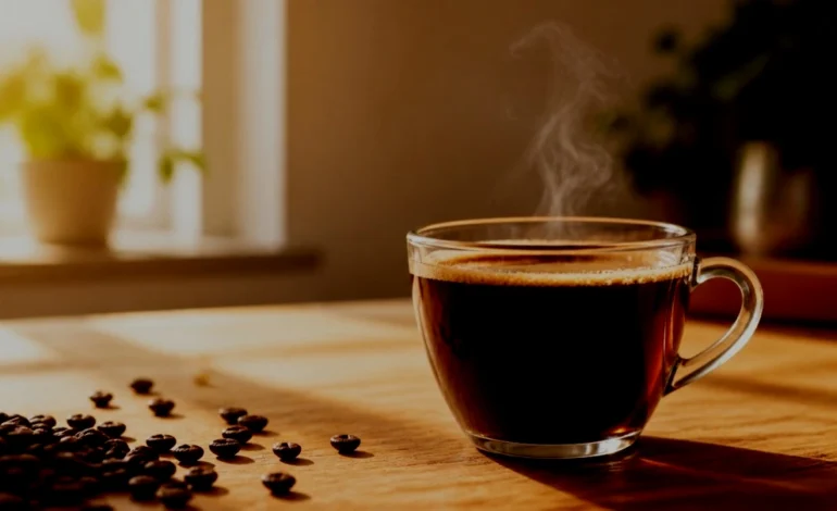 Hot Coffee in a Glass Cup